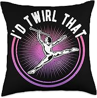 Vista 1 de Baton Twirling Gifts For Girls & Majorettes Twirler, I'd Twirl That, Dance Baton Majorette - Almohada de 18 x 18 pulgadas, multicolor