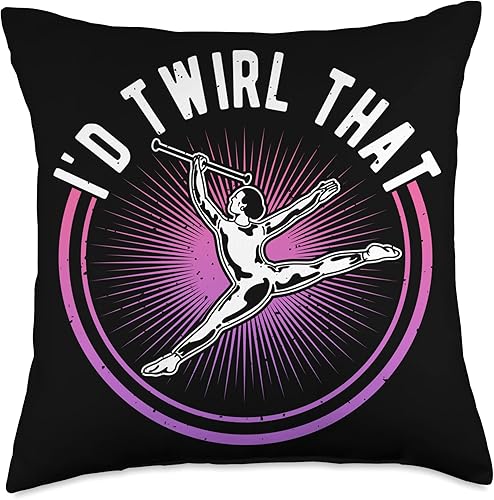 Baton Twirling Gifts For Girls & Majorettes Twirler, I'd Twirl That, Dance Baton Majorette - Almohada de 18 x 18 pulgadas, multicolor