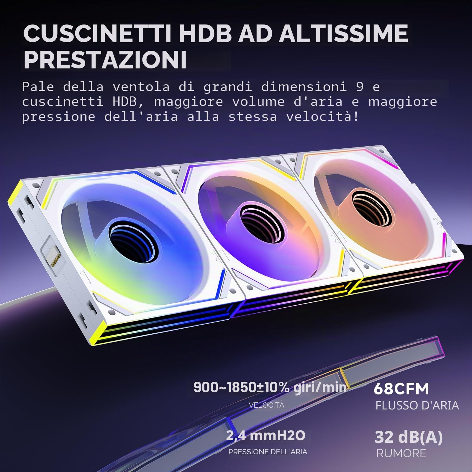Tzmrit Interstellar-V2 Uni Ventola con effetto specchio infinito, RGB, ARGB e modulazione PWM, 120 mm, bianco