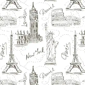 Papel De Parede Adesivo Volta Ao Mundo New York London Paris