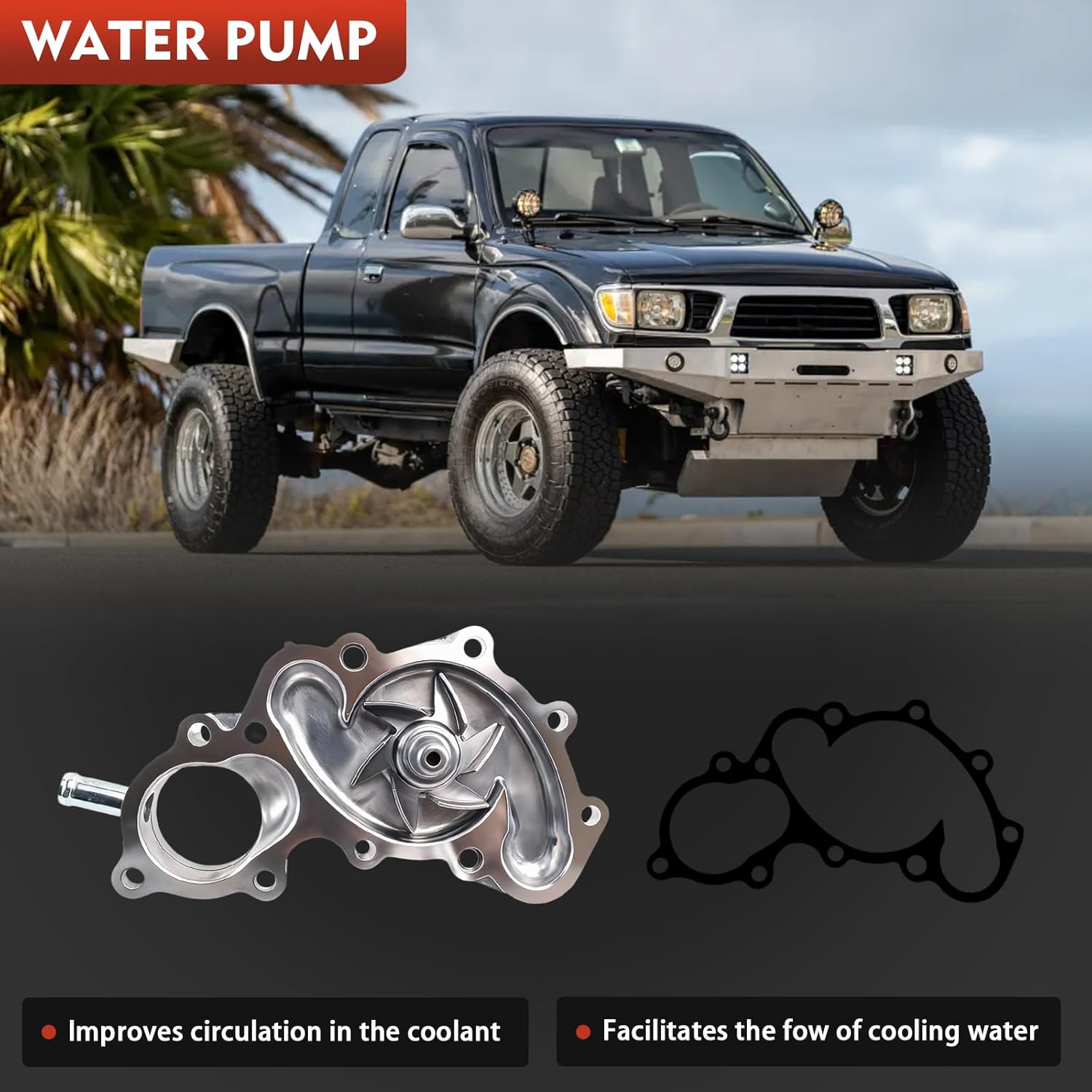 Timing Belt Kit with Water Pump for Toyota 4Runner 1996-2002,Toyota Tacoma 1995-2004,Toyota Tundra 2000-2004, Toyota T100 1995-1998, 3.4L V6 Engines,Replaces TKT-025 TKT-005 TBK965AMP