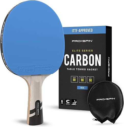 PRO-SPIN Ping Pong Paddles - ITTF-Approved Colors Premium Carbon Fiber Table Tennis Rackets Professional Quality 7-Ply Blade, Pro Rubber, 2.0mm