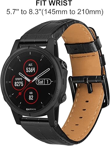 Miniatura 3 de TRUMiRR Correa de reloj para Fenix 7 Sapphire Solar  6 Pro  Fenix 5 Plus, 0.866 in de ajuste rápido y fácil correa de piel de grano de cocodrilo