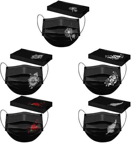 Miniatura 2 de 50 mascarillas desechables de mariposa para adultos, transpirables, desechables, diseños de mariposas (Estilo-17)
