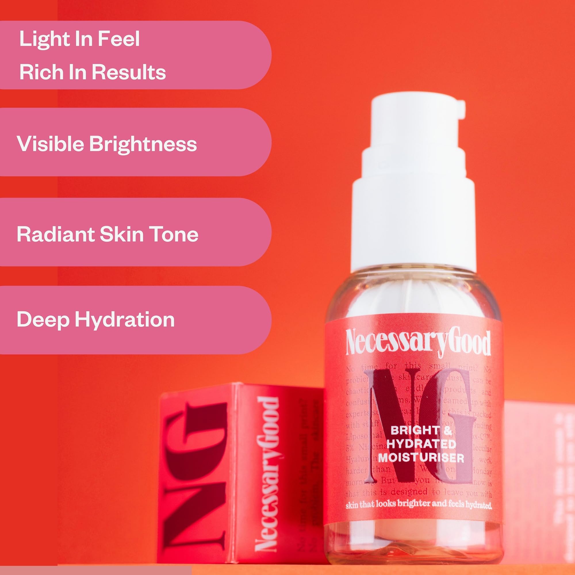 NecessaryGood Bright & Hydrated Face Moisturiser, Daily Moisturiser with Hyaluronic Acid, Niacinamide - Image 3