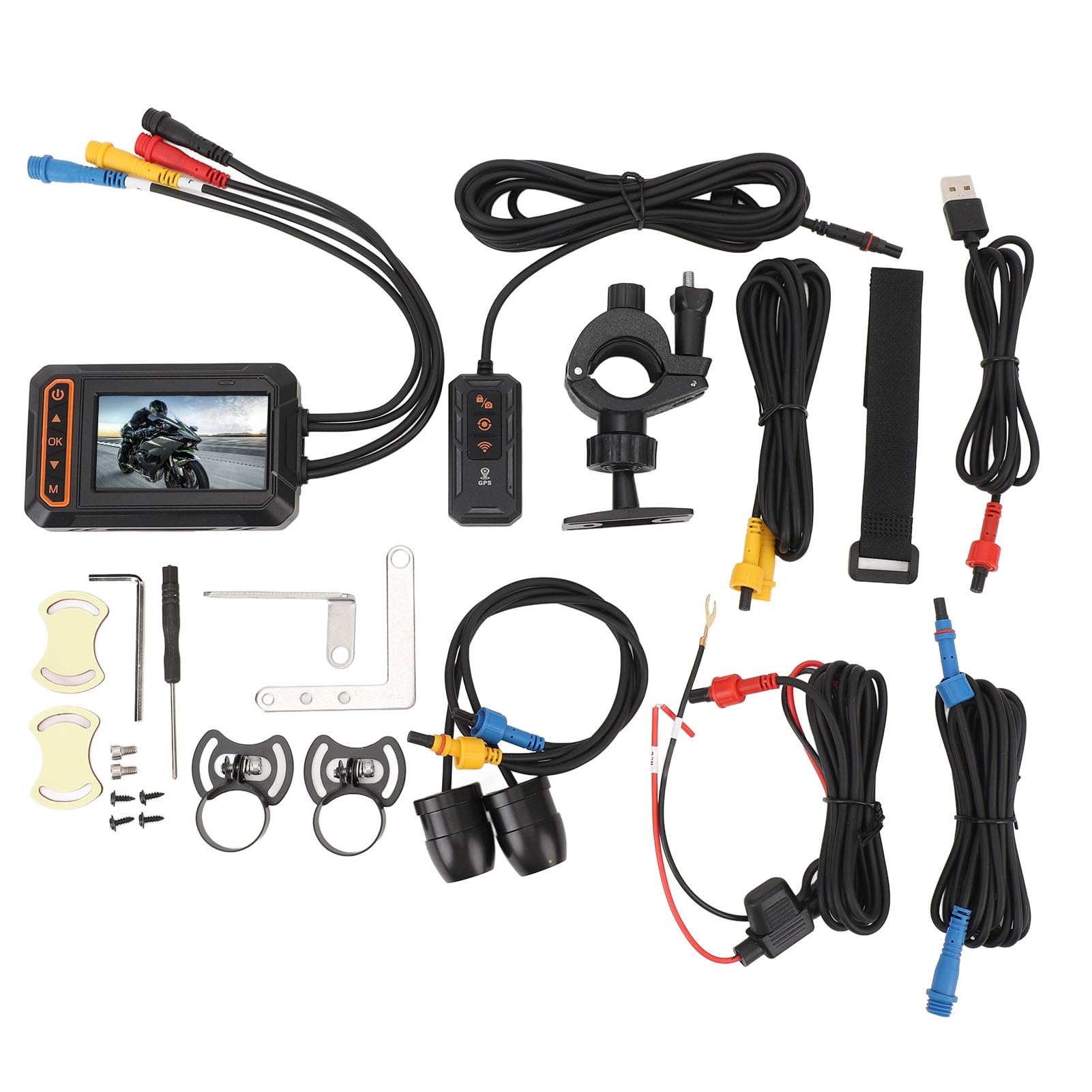 Cámara de Salpicadero de Doble Lente para Motocicleta, Grabadora Resistente Al Agua con Pantalla IPS de 1080P para Deportes de Motor y Ciclismo