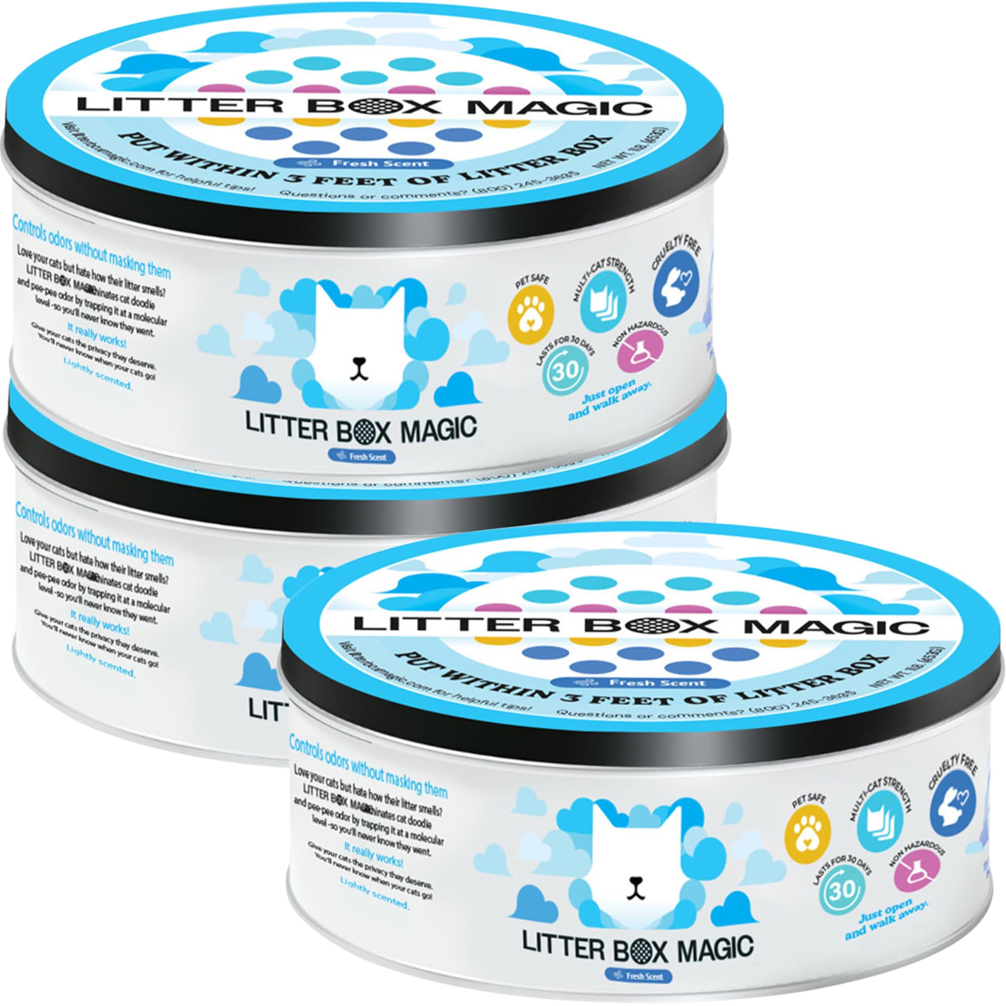 Litter Box Magic Cat Litter Deodorizer Gel, Fresh Scent, 16 Oz, Pack of 3