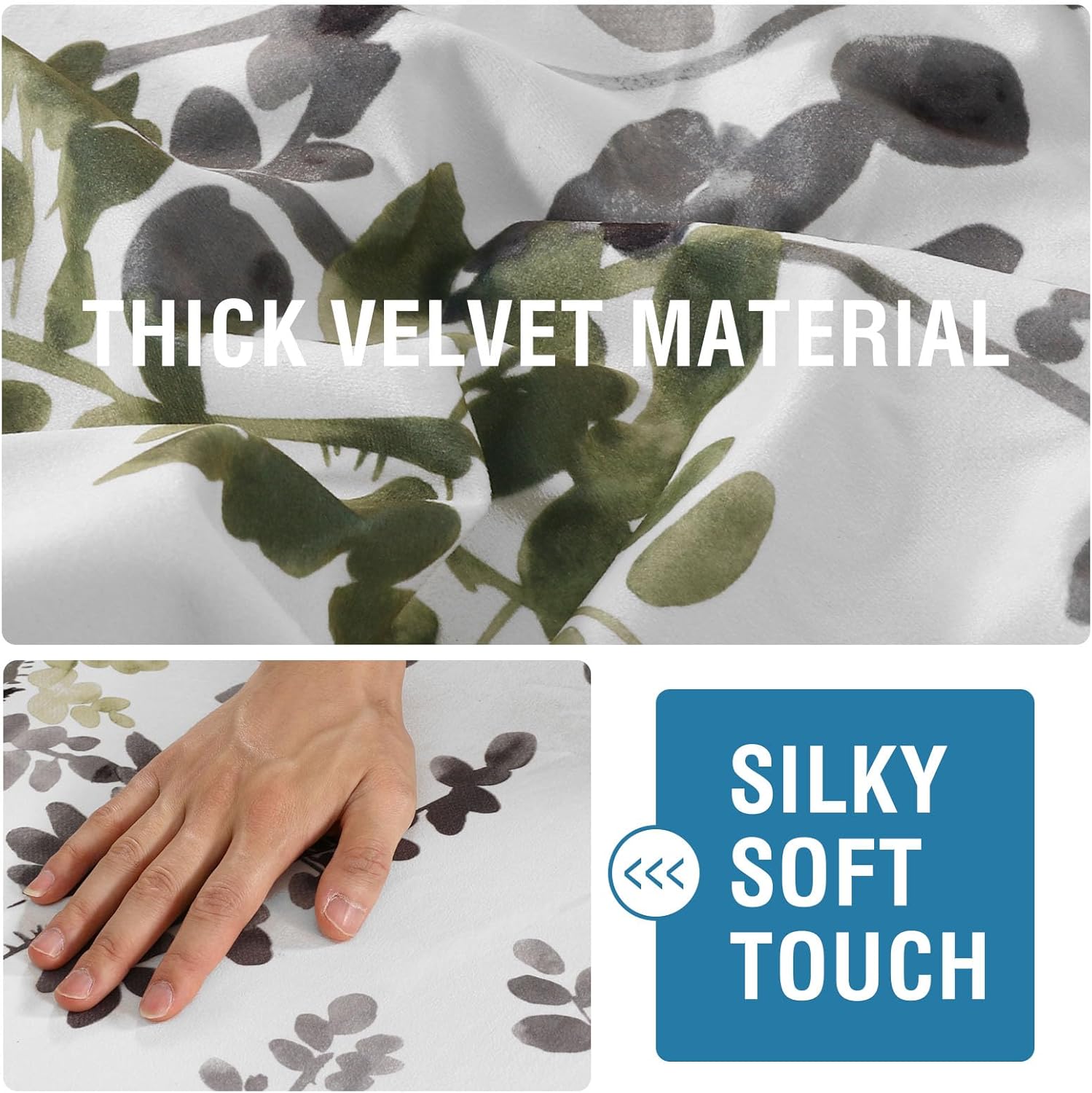 H.VERSAILTEX Velvet Sofa Seat Cushion Slipcovers Soft Sturdy Sofa Covers Thick Durable Couch Covers for Sofa Pets with Elastic Bottom(3 Pack, Geo Pattern - Classical Floral - Grey and Sage)