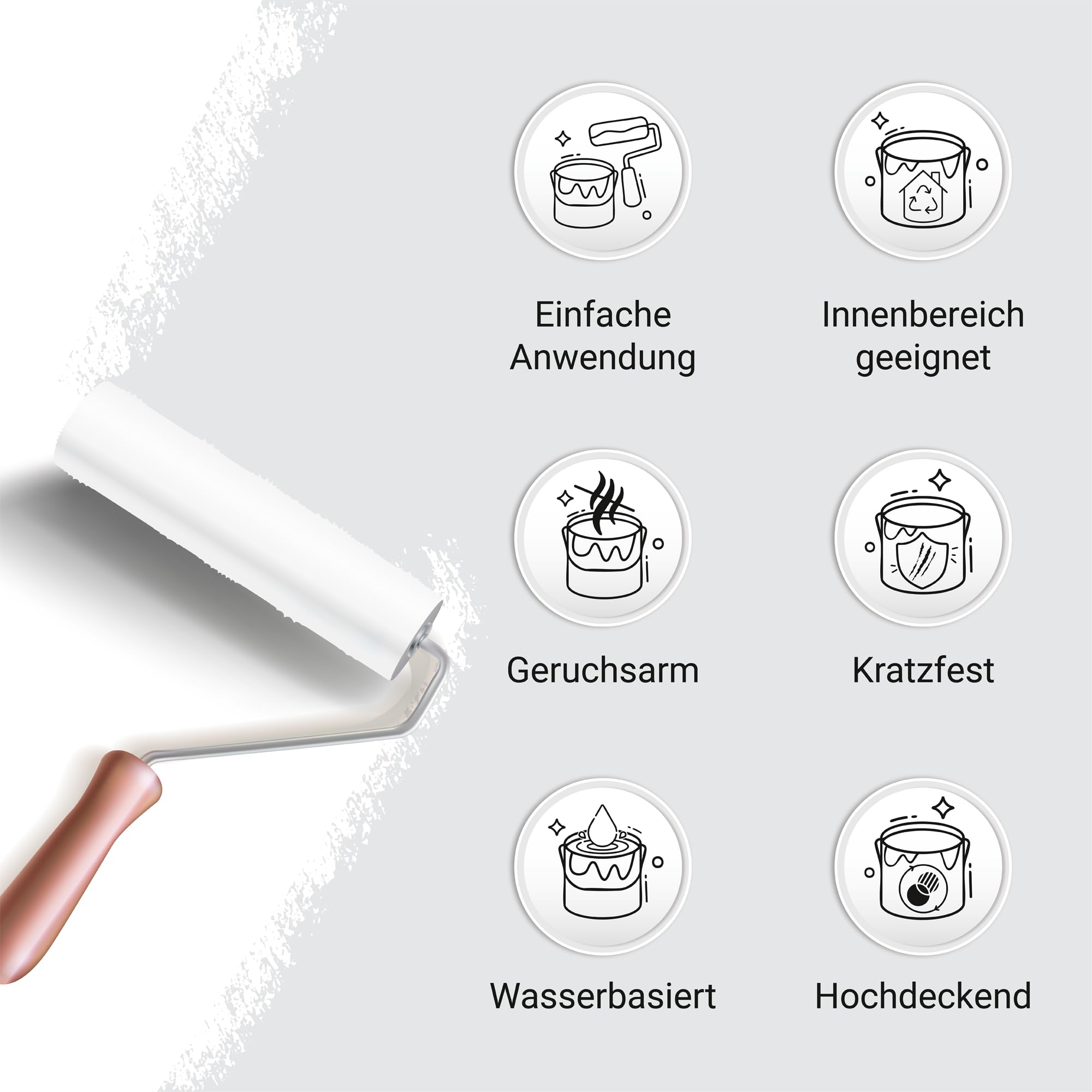 derendo Möbelfarbe Holzfarbe weiß für Innen – Ohne Schleifen, Kratzfest & Hochdeckend – Wasserbasierter Lack für Möbel, Türen & Küchen – Emissionsarm & Pflegeleicht Reinweiss, 2,5 Liter