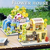 Vista 2 de Flower House Shop - Juego de construcción de jardín de flores, colorido kit de flores de bloques de construcción, ladrillos de construcción STEM