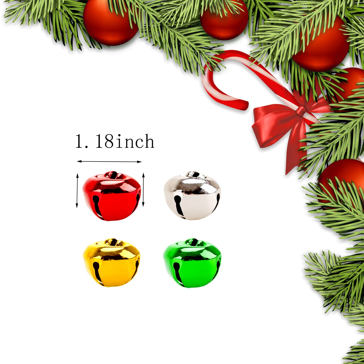 Campane natalizie da 3,5 cm, 40 pezzi, campane artigianali per Natale (rosso, verde, oro, argento)