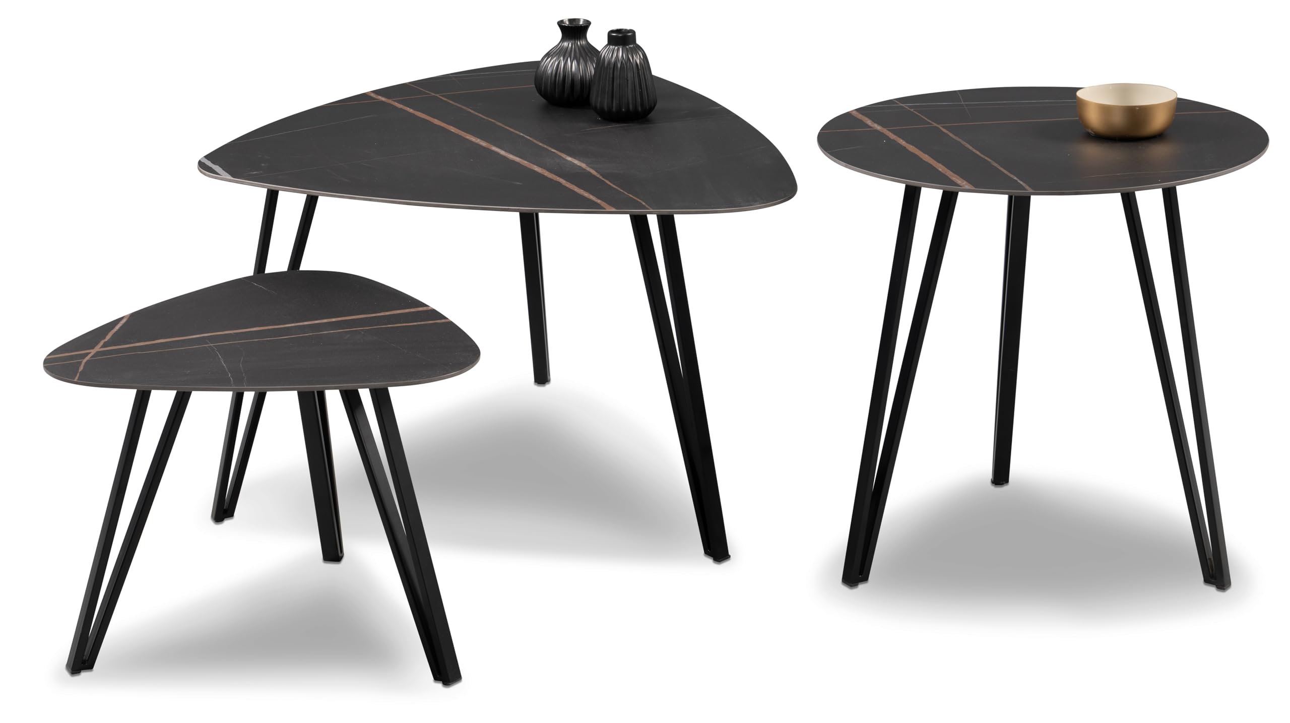 M2 Kollektion Liv 1 Tavolino da Salotto, Pietra Metallo, Nero, B/H/T=45x35x45cm