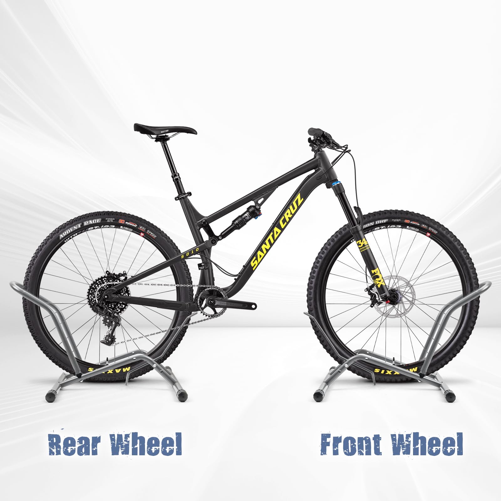 Stojak podłogowy do rowerów górskich, MTB i szosowych, szerokość 23c-10 cm, opona, 50-73 cm, opona, do wewnątrz, na zewnątrz, stojak podłogowy na rower, szary, 2 szt