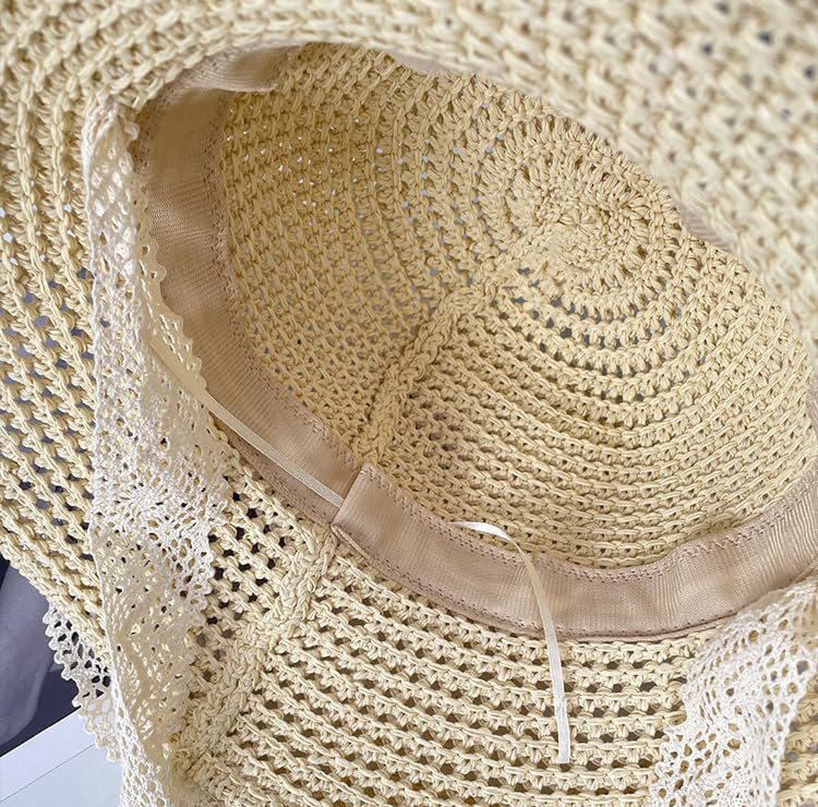 Sombrero de paja con ala ancha para mujer miniatura 6