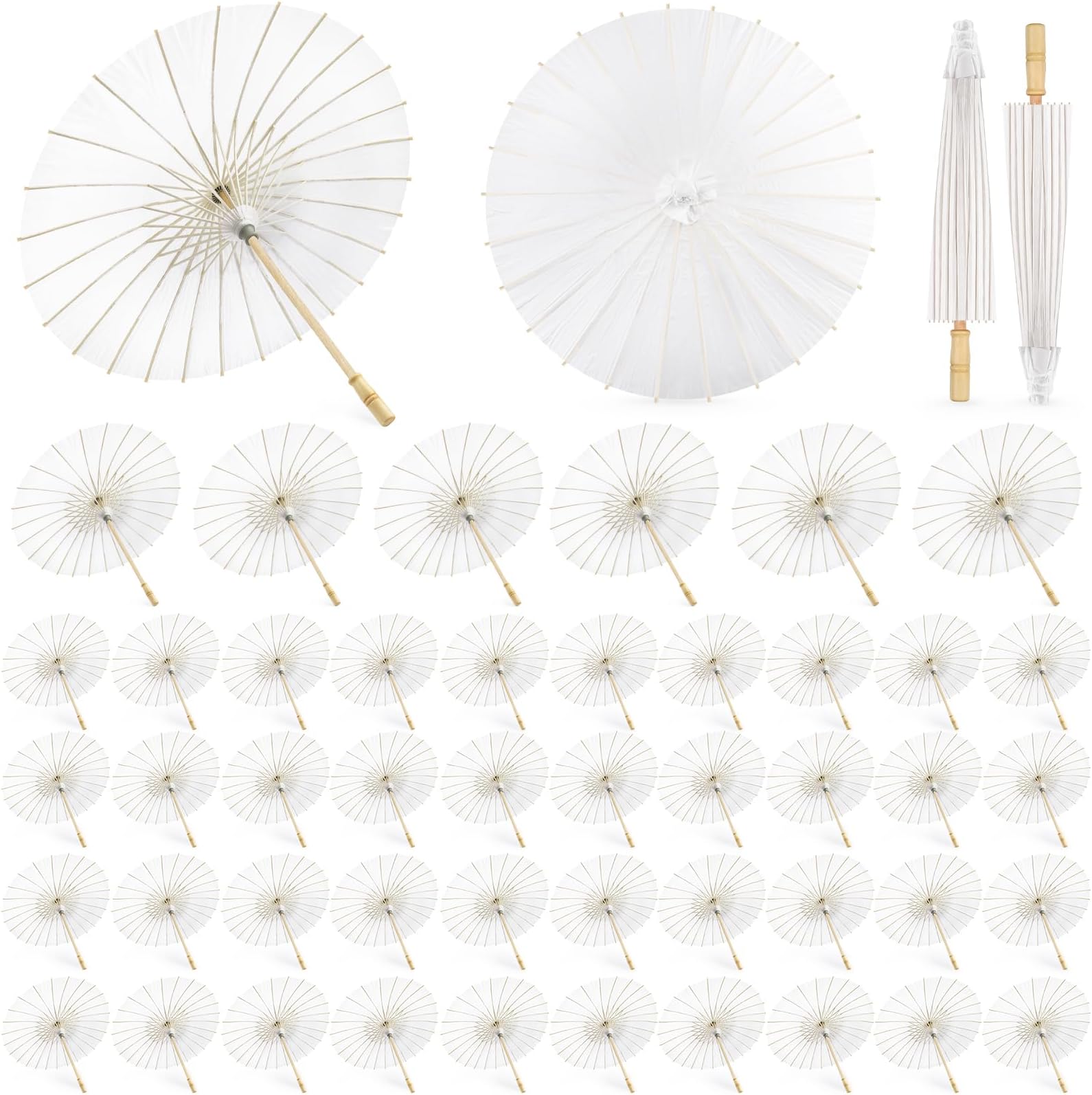 HOOMUU 50 Pack Paper Umbrellas for Weddings Chinese Japanese Wedding Umbrellas Bulk for Women - 33 Inches DIY Painting CraftDecorative Umbrellas for Wedding Bridal Party Decor