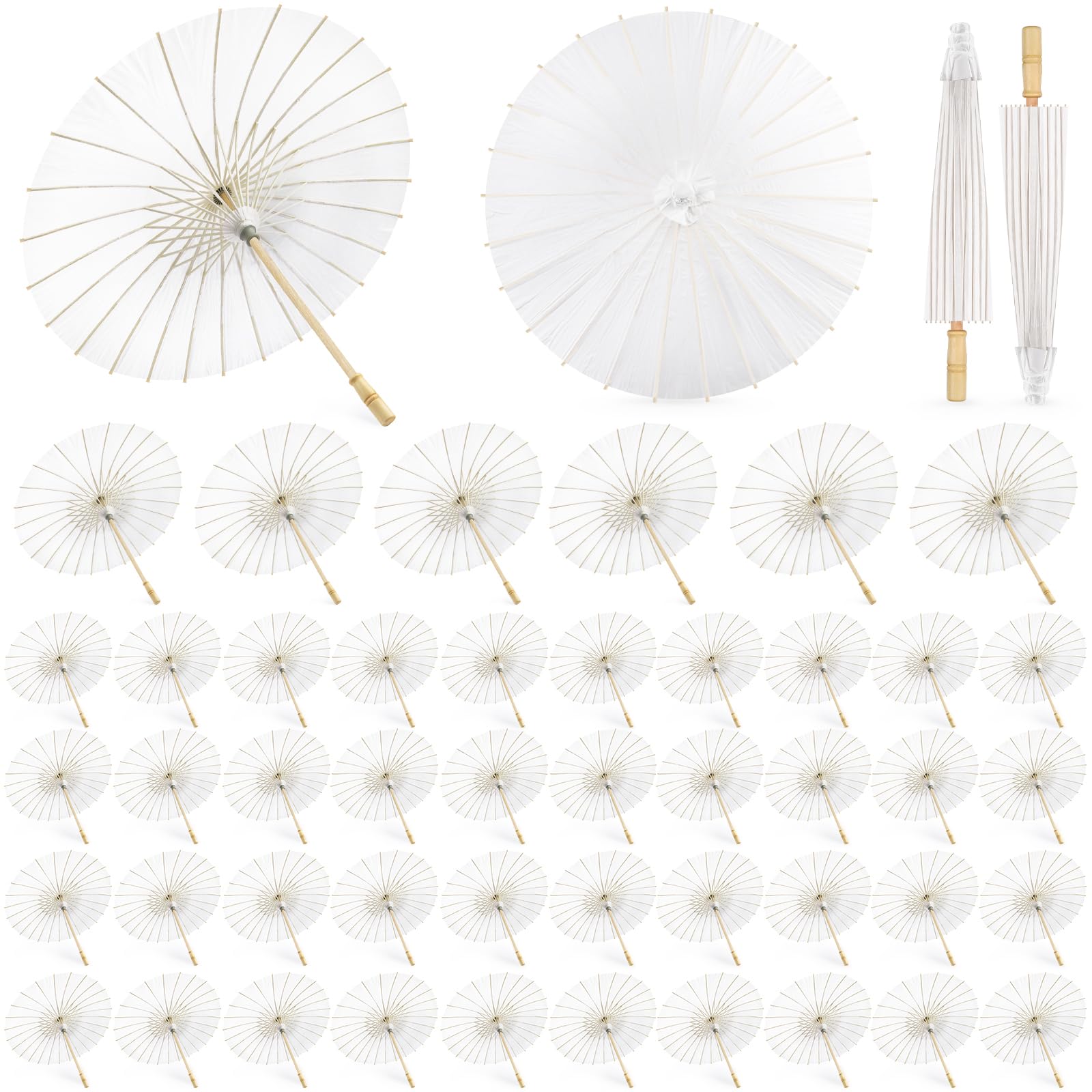 HOOMUU 50 Pack Paper Umbrellas for Weddings Chinese Japanese Wedding Umbrellas Bulk for Women - 33 Inches DIY Painting CraftDecorative Umbrellas for Wedding Bridal Party Decor