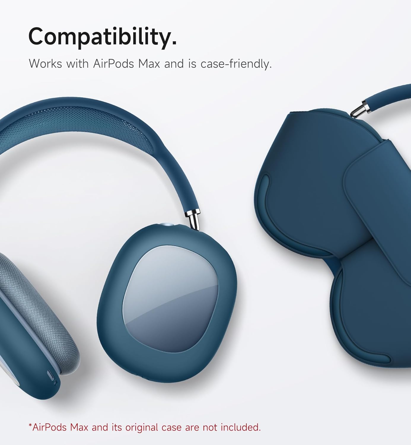 SURITCH for Apple AirPods Max Case Cover, TPU Anti-Scratch Ear Cups Cover, Rugged Shockproof Accessories Protective Cover for AirPods Max - Navy