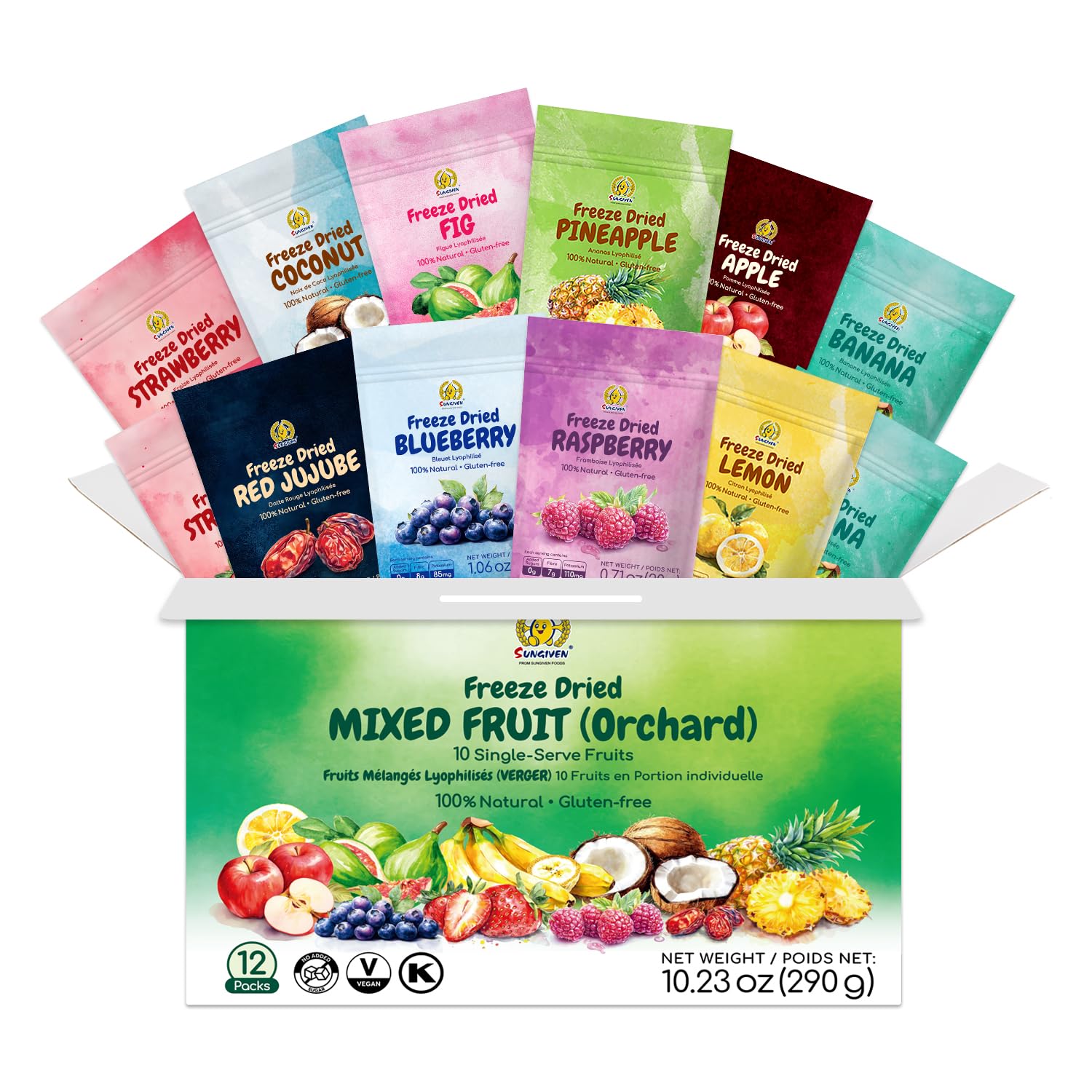 Amazon.com: SUNGIVEN Mixed Freeze-Dried Fruit, Variety Pack of 12
