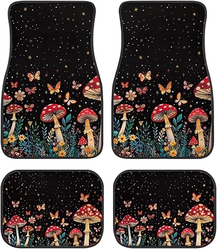 Miniatura 46 de Yewattles - Set de 4 alfombrillas para auto con estampado de rosa roja, delanteras y traseras, antideslizantes, ajuste universal para sedán