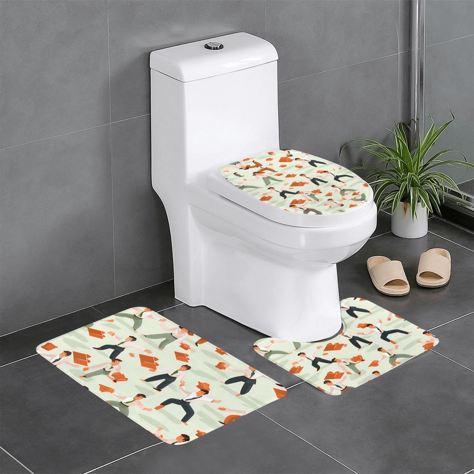 Tapis de salle de bain antidérapants 3 pièces pour toilettes et WC