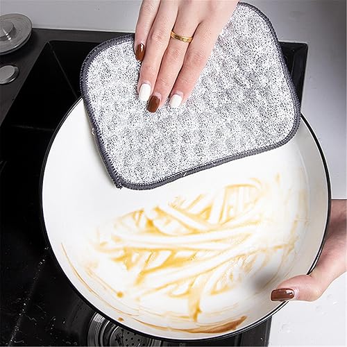 Miniatura 8 de Trapos multiusos para lavar platos de alambre húmedo y seco, paño de lavado de alambre de doble cara, paños de limpieza milagrosos de alambre