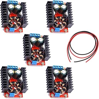 DAOKI 5Pack Step Up Boost Converter Module 150W DC-DC 10-32V to 12-35V Adjustable Power Voltage Regulator with 24AWG Wire