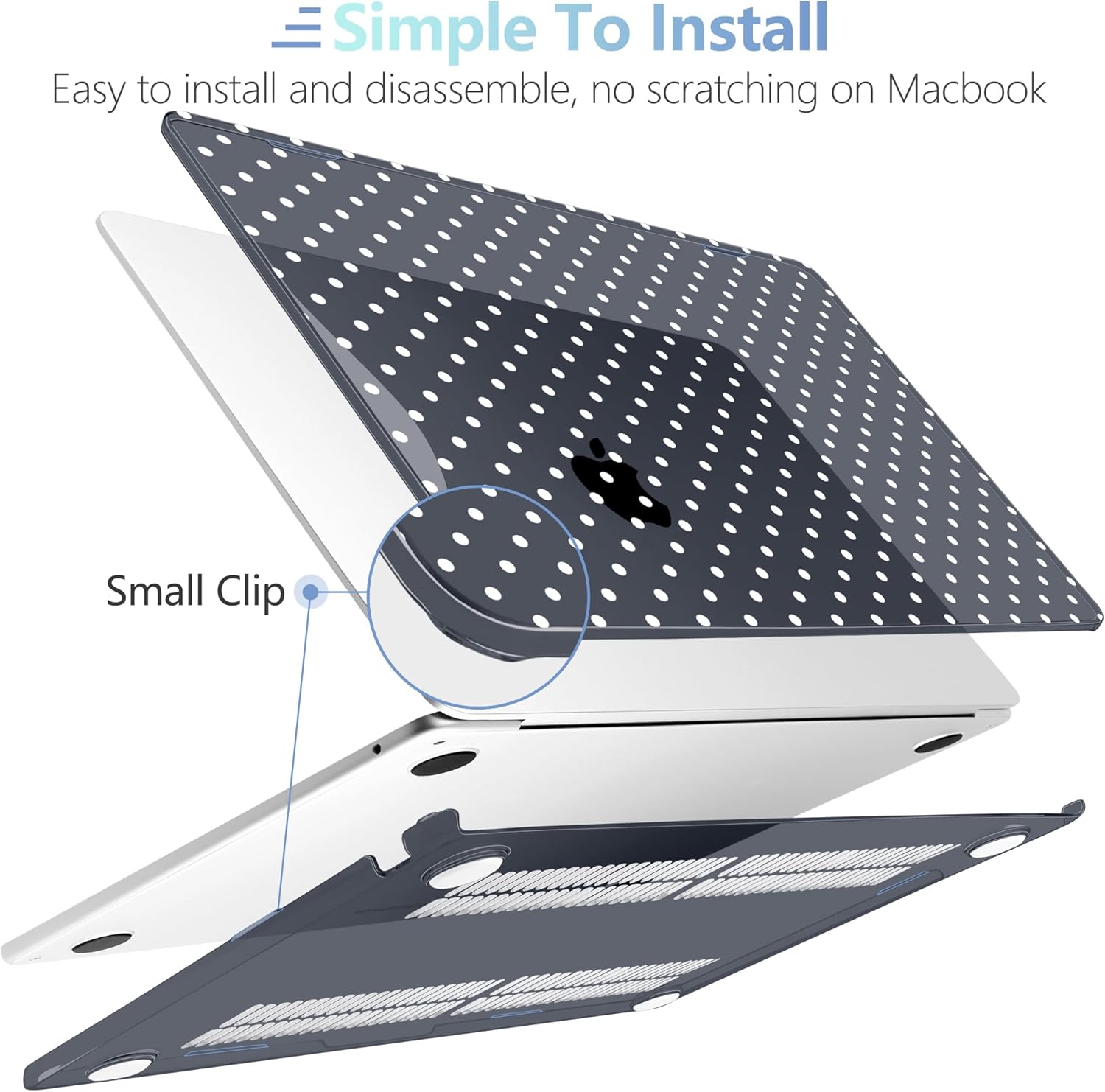 MEEgoodo for M4/M3/M2 MacBook Air 15.3 inch Case 2025 2024 2023, Case Fit Model (A3241/A3114/A2941) for MacBook Air 15 inch, Laptop Hard Shell with Keyboard Cover, White Polka Dot - Image 5