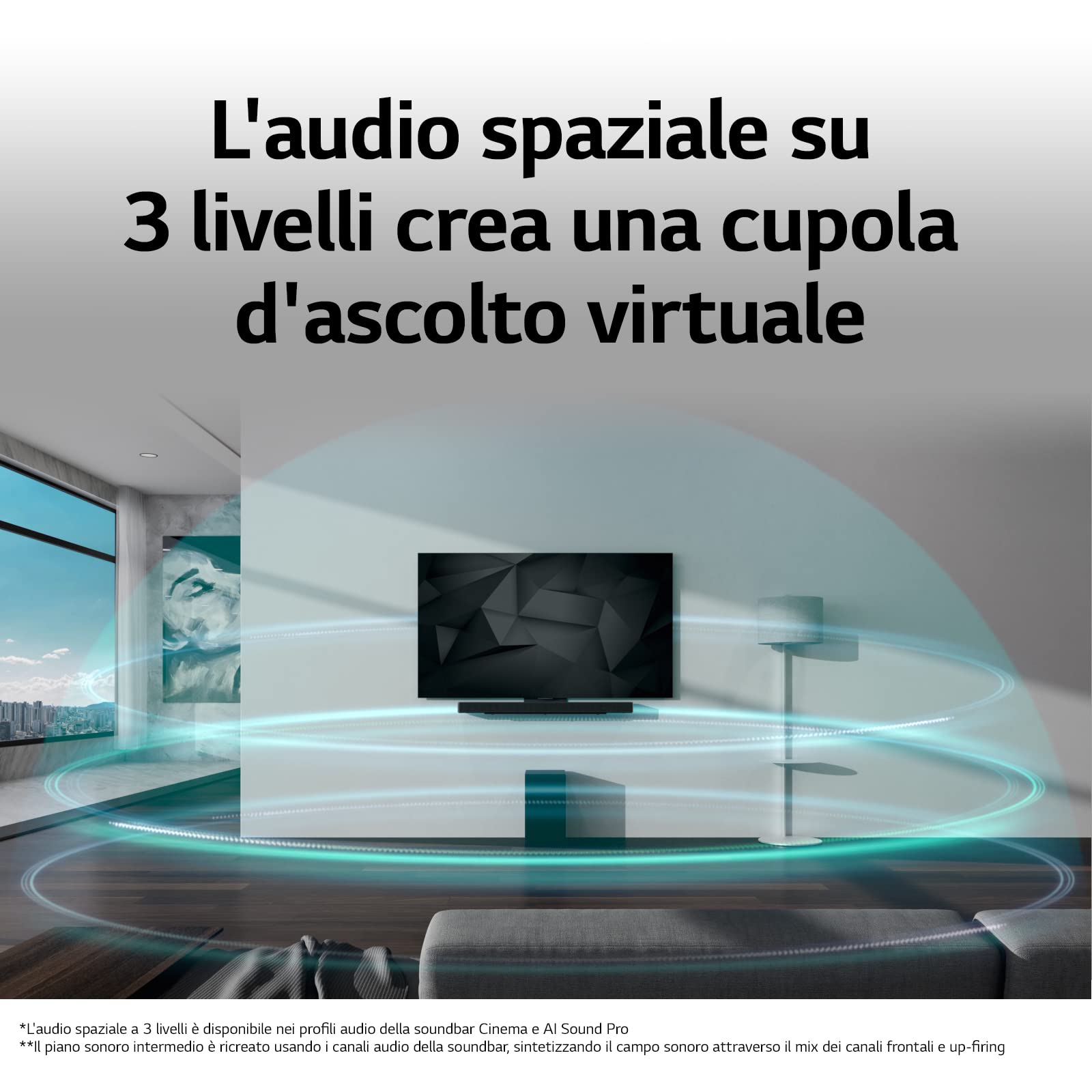 LG SC9S Soundbar TV 400W, 3.1.3 Canali con Subwoofer Wireless, 3 canali up-firing, Staffe per TV OLED C2 e C3 incluse, Soundbar Dolby Atmos, DTS:X, IMAX Enhanced, VRR, ALLM, Wi-Fi, HDMI In/Out