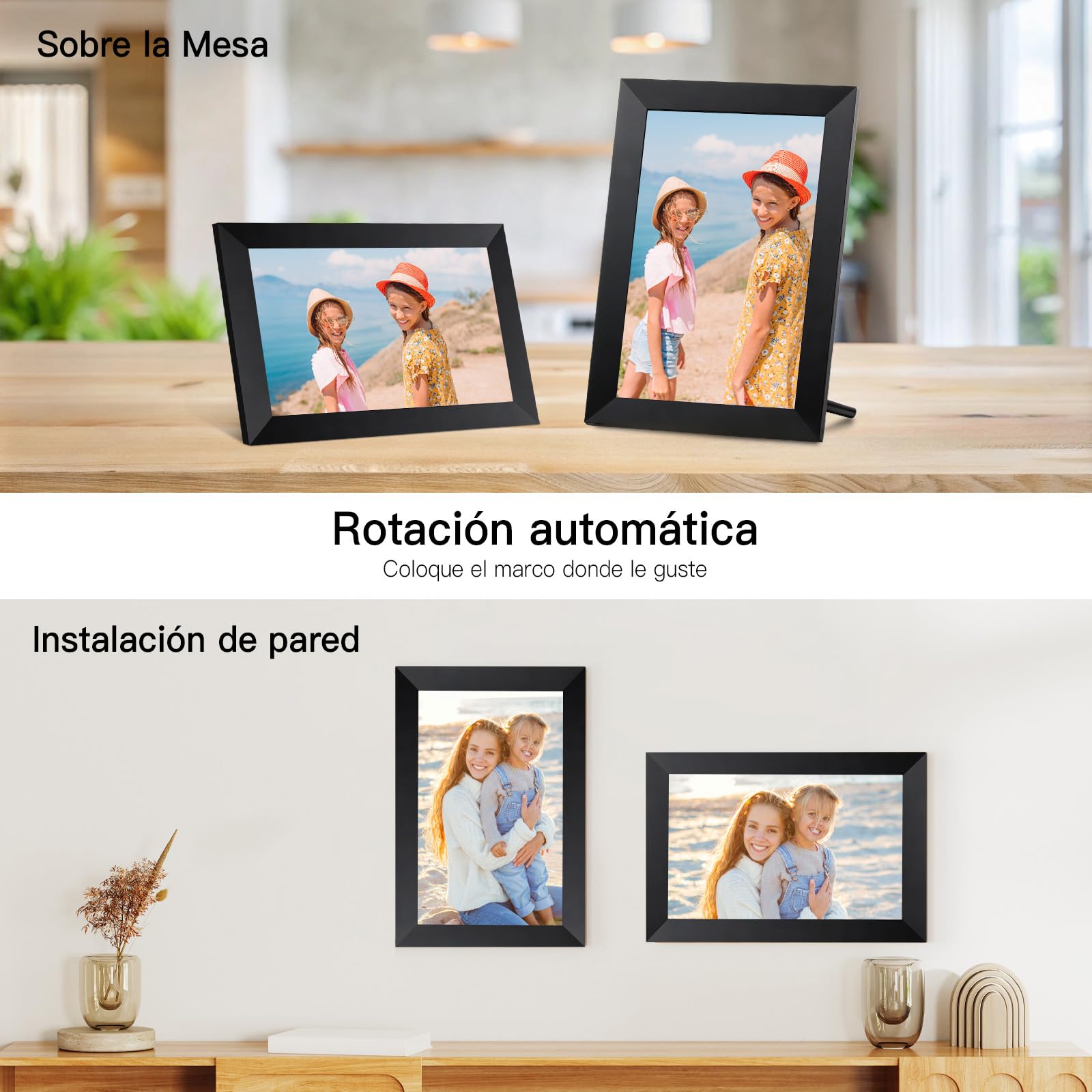 Humblestead Cadre Photo numérique 10,1 Pouces WiFi, IPS Écran Tactile Le Cloud Intelligent Cadre Photo 32gb, Partagez Vos Photos ou vidéos Via l’app AiMOR, Rotation Automatique, Montage Mural