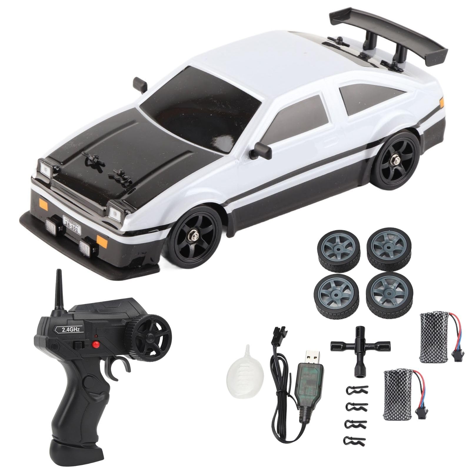 Coche Teledirigido Drift, 2,4 GHz 1:16 Coche Drift RC Tracción a Las Cuatro Ruedas Car Drift RC Juguete de Coche de Control Remoto con Luces LED para Niños Y Niñas Regalo