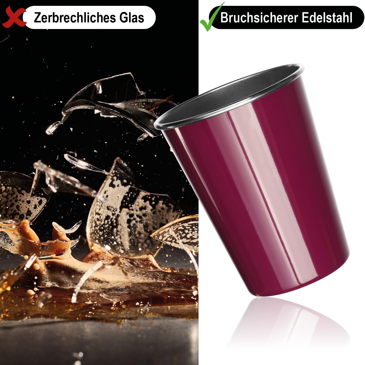 COM-FOUR® 6 wysokiej jakosci kubków do picia ze stali nierdzewnej | kazdy o pojemnosci 350 ml - do ogrodu - na kemping - na zewnatrz i w podróz - wytrzymale - nietlukace - nierdzewne