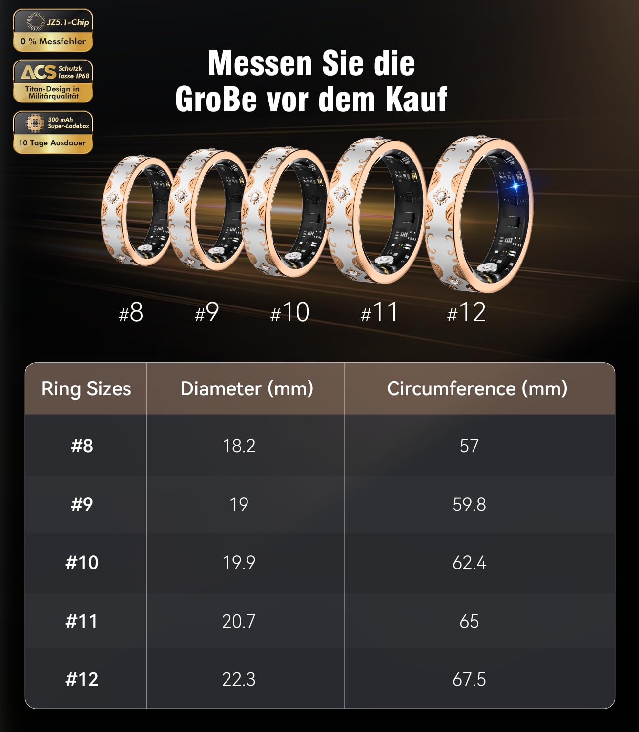 2026 TOP 1 9.0 Smart Ring e custodia di ricarica. 【Industry First – 0 errore di misurazione】【IP68 impermeabile】 Anello intelligente da uomo e da donna per monitoraggio del sonno, dispositivo