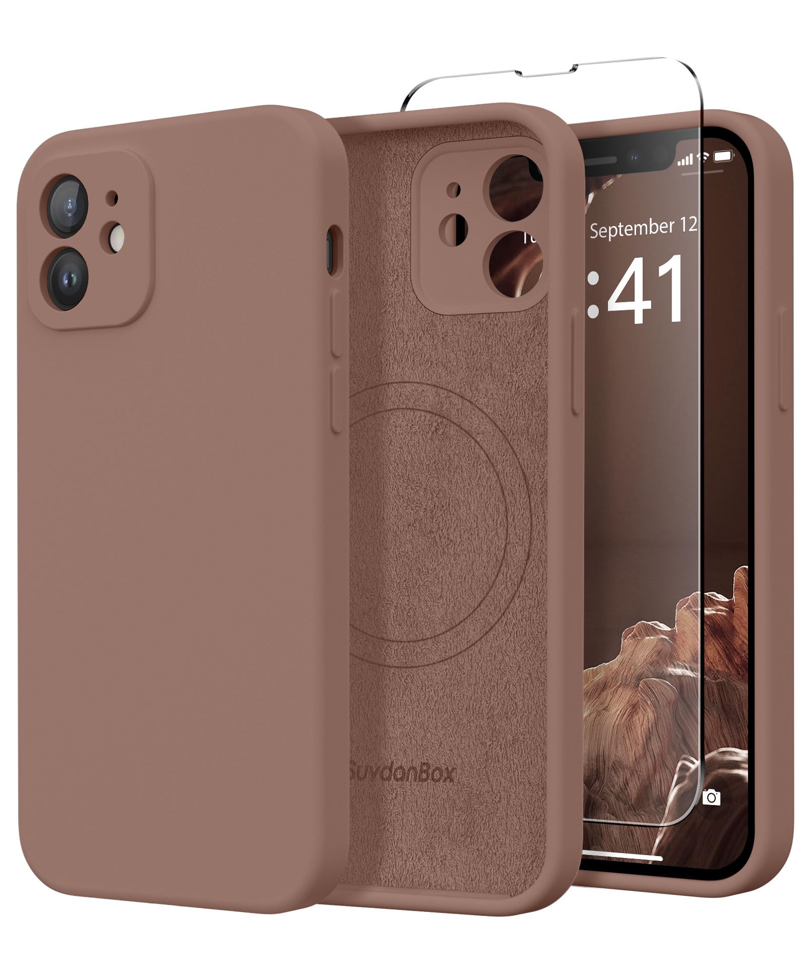Magnetic for iPhone 12 Case Silicone Brown