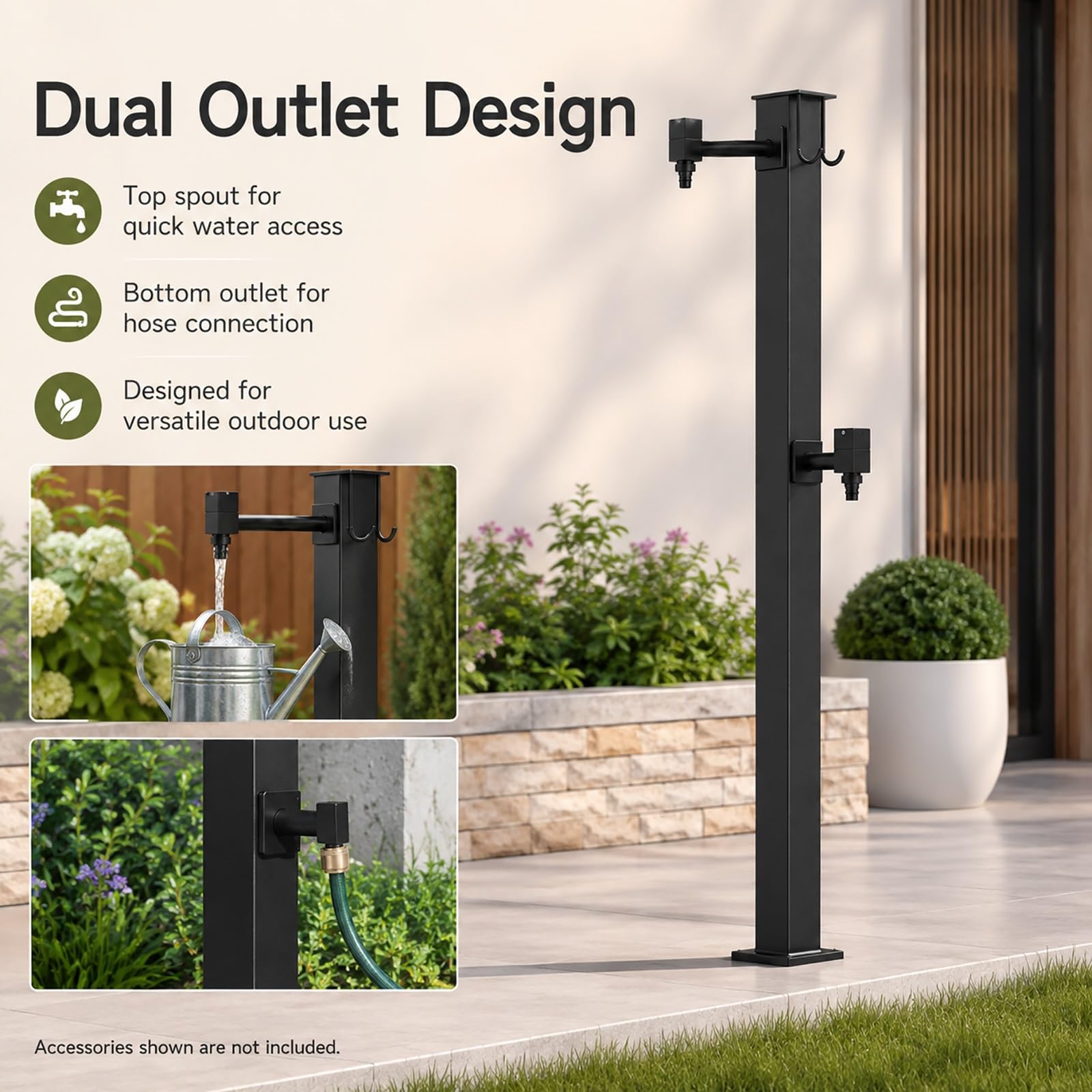 Stainless Steel Outdoor Vertical Square Garden Water Column