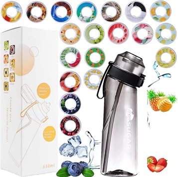Taste Changing Water Bottle 650ml Fruit Fragrance Water Bottle, Gradient Color Air Water Bottle with 19 Flavor Pods, BPA Free Sports Sugar 0 Calories, Air Water Up Bottle, Sports for Fitness