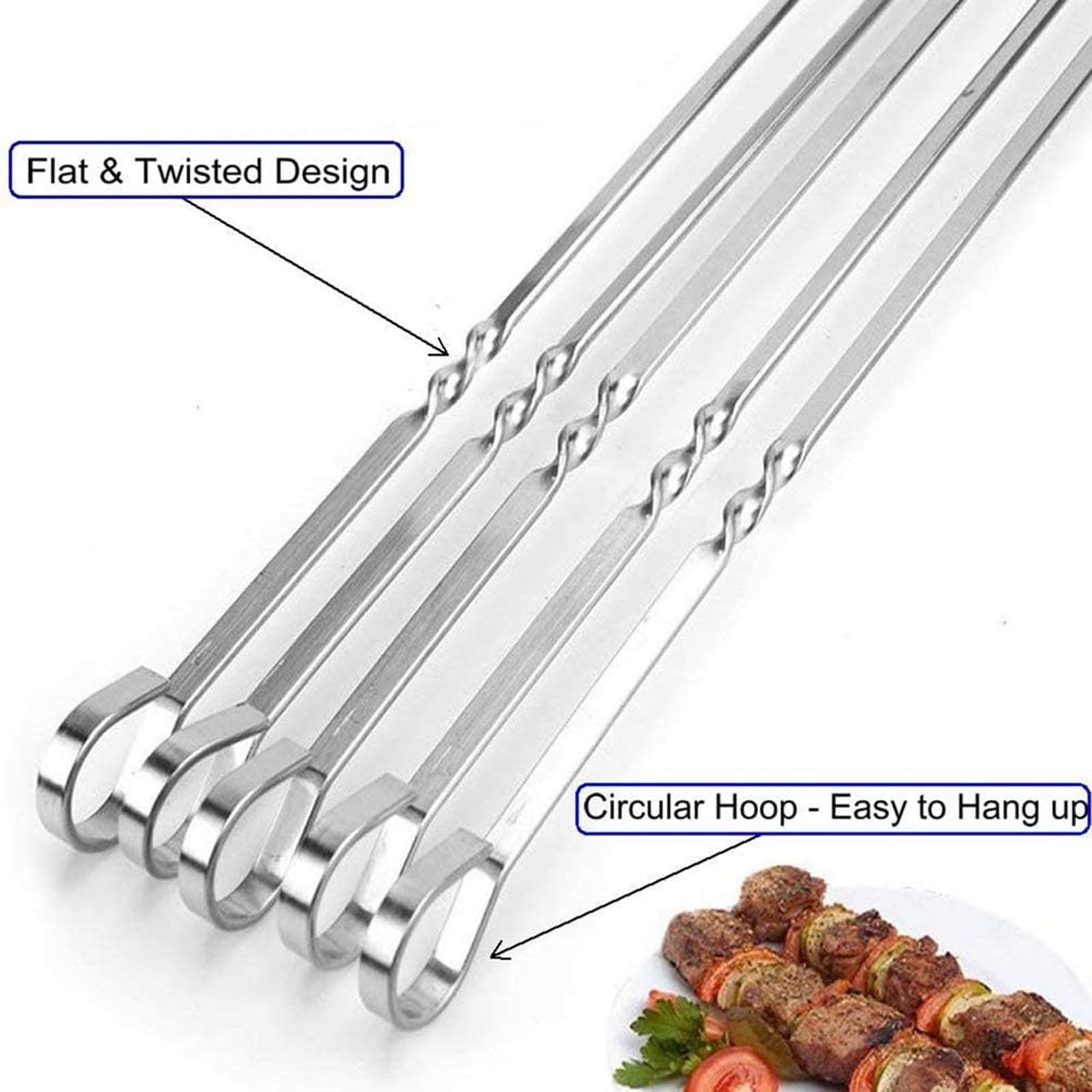 Luxoraiova 20 stuks BBQ grillspiesen van roestvrij staal, 30 cm grill kabob spiesen, schaschlikspiesen van roestvrij staal, extra sterk, grillaccessoires, vleesspiesen, kebab spiesen voor kampvuur of