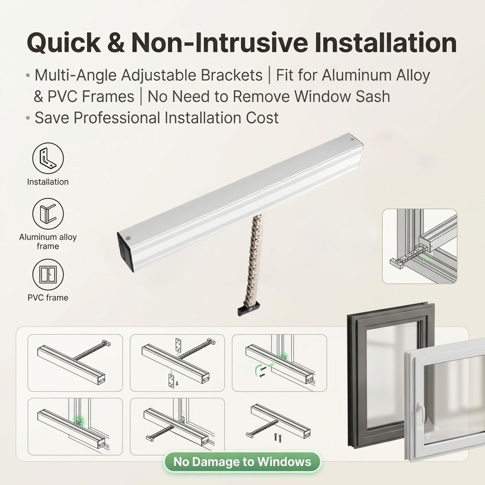 Elektrischer Fensteröffner Mit Kettenantrieb Funkferngesteuerter Motor Für Oberlichter, Drehflügelfenster, Dual-Mode-Steuerung, 600N Schubkraft(300mm)