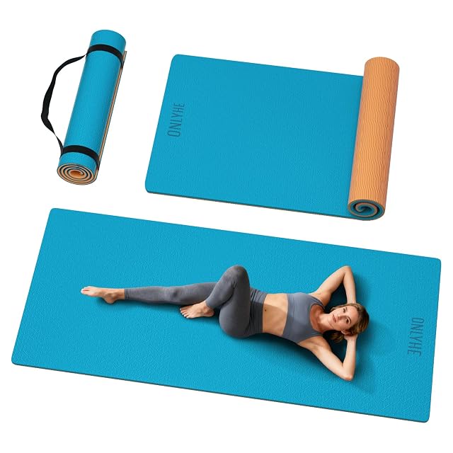 Extra Long Wide Yoga Mat for Tall Men Women 76x32 6x7mm - High Density TPE Non-Slip Both Sides