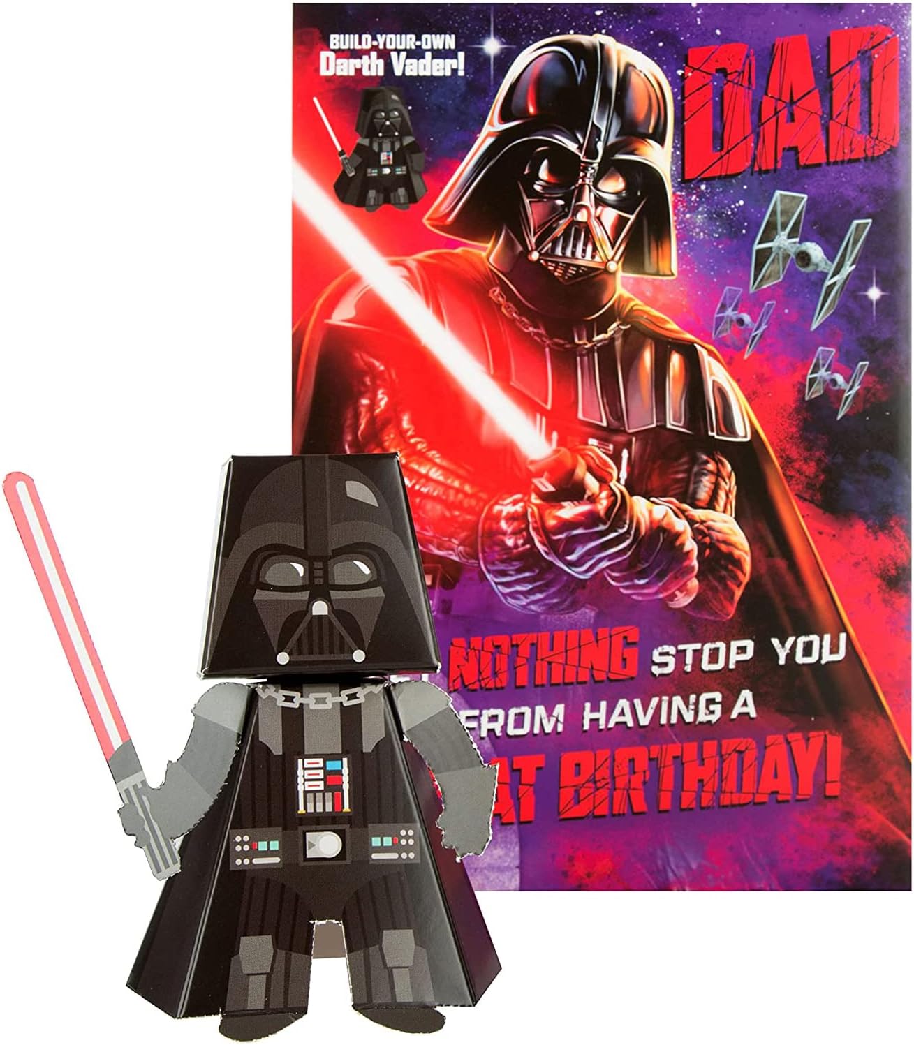 Hallmark Birthday Card for Dad - Star Wars Darth Vader Design with 'Pop Out and Make' Model