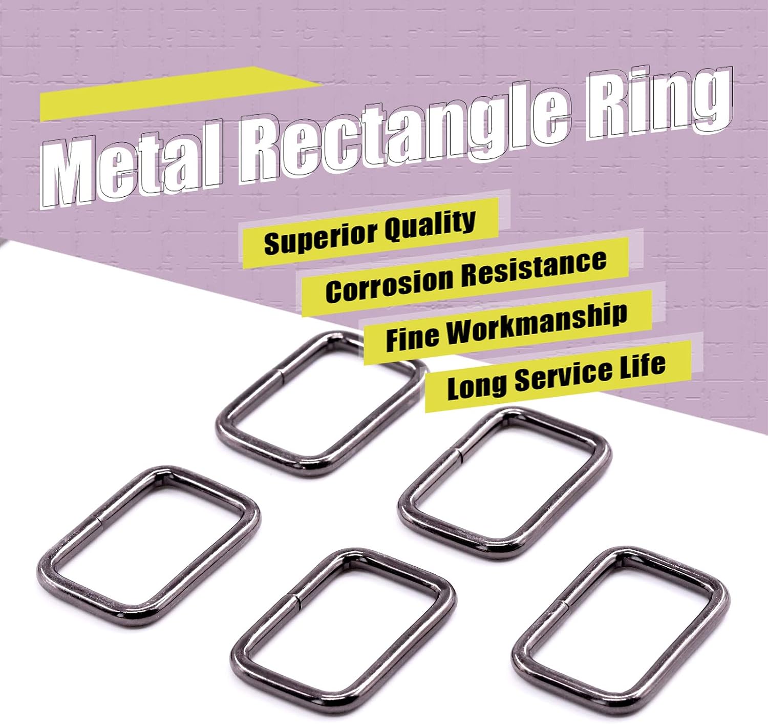 Swpeet 60Pcs 5/4 Inch - 32mm Gun-Black Metal Rectangle Ring, Webbing Belts Buckle Metal Rings for for Belt Bags DIY Accessories Keychains Belts and Dog Leash (Gun-Black, 5/4 Inch)