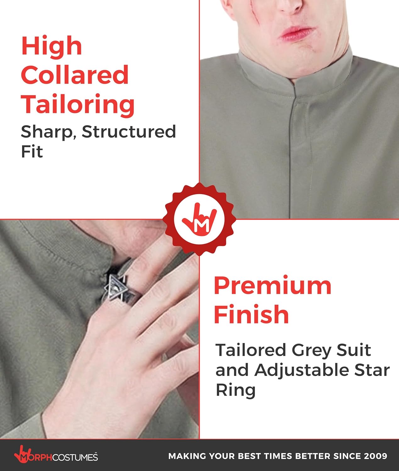 Morph Grey Villain Costume With Baldcap, Mens 60s Costume, Halloween Costumes For Men, Halloween Costumes For Adults