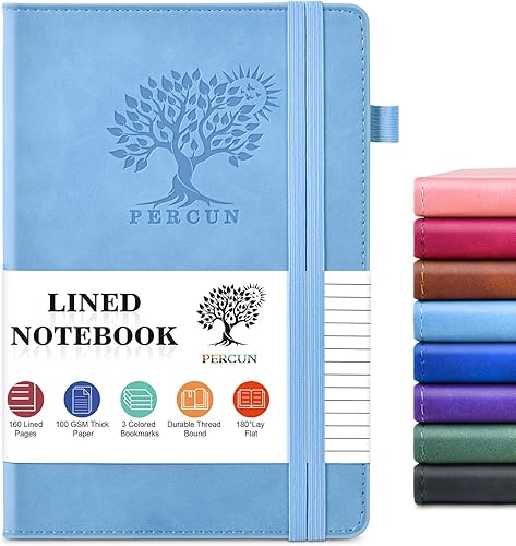 Miniatura 31 de Cuaderno rayado para hombres y mujeres, 160 páginas con rayas universitarias para escribir, cuadernos A5 de cuero de tapa dura para el trabajo,