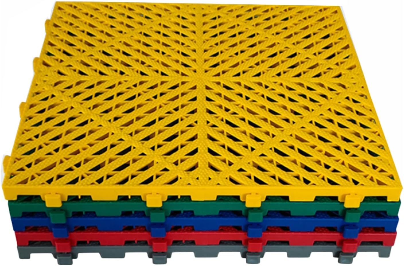 Durable 40x40cm All-Weather Interlocking Floor Tiles, Quick-Drain Anti-Slip Grating for Garage, Deck & Bathroom - 10 Pieces Red Modular Design