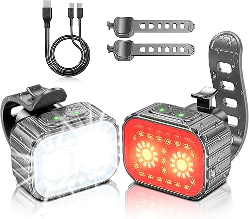 Zewdov Luces de bicicleta delanteras y traseras luces recargables ultra brillantes para conducción nocturna luz impermeable IPX6 faro delantero y