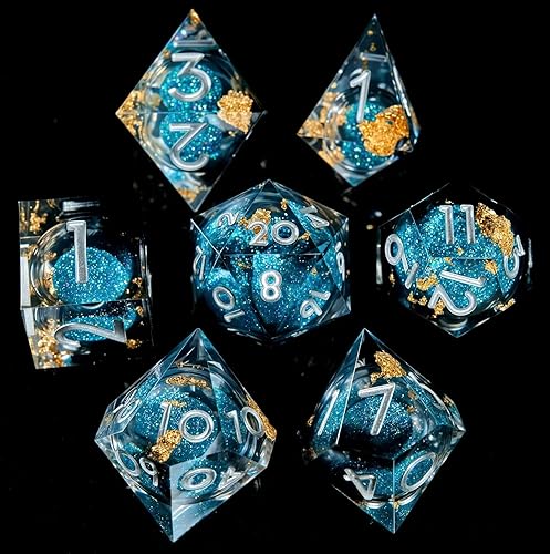 Miniatura 83 de Resin Cat Head DND Dice, Sharp Edge Dungeons and Dragons Polyhedron Game Dice Set for Role Playing Games RPG Explorer Magic, Holiday Birthday Gifts