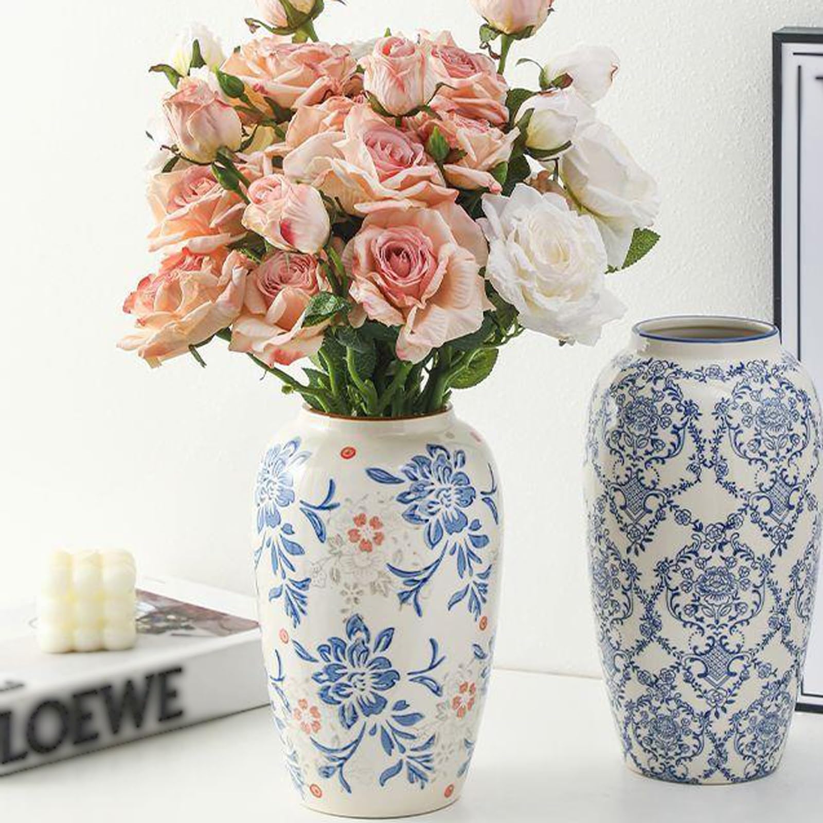 Jarrón Decorativo Jarrón de cerámica Entrada Retro Porcelana Azul y Blanca China, Adornos decoración for el hogar la Sala Estar para Decorar el hogar