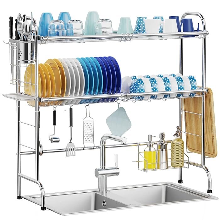 Buy Over The Sink Dish Drying Rack iSPECLE Stainless Steel 2 Tier