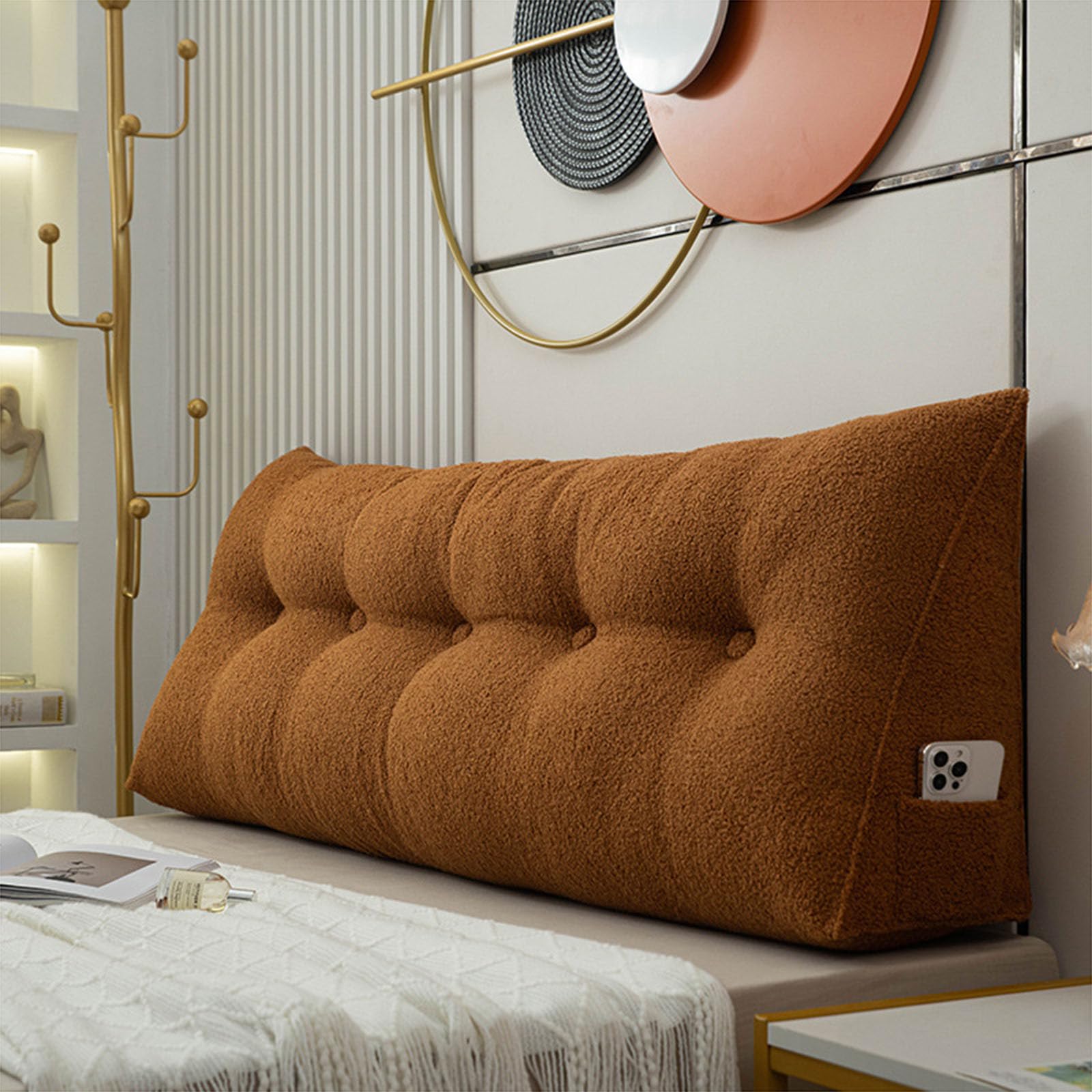 Triangular Headboard Cushion Removable Wedge Bed Pillow Large Tatami Bolster Cushion Positioning Support Wedge Headboard Cushion for Bedroom Couch,002,100 * 50 * 20cm