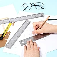 Vista 4 de 4 reglas de metal de 6+8+12+14 pulgadas reglas de metal de acero inoxidable con respaldo de corcho, reglas de borde recto antideslizantes