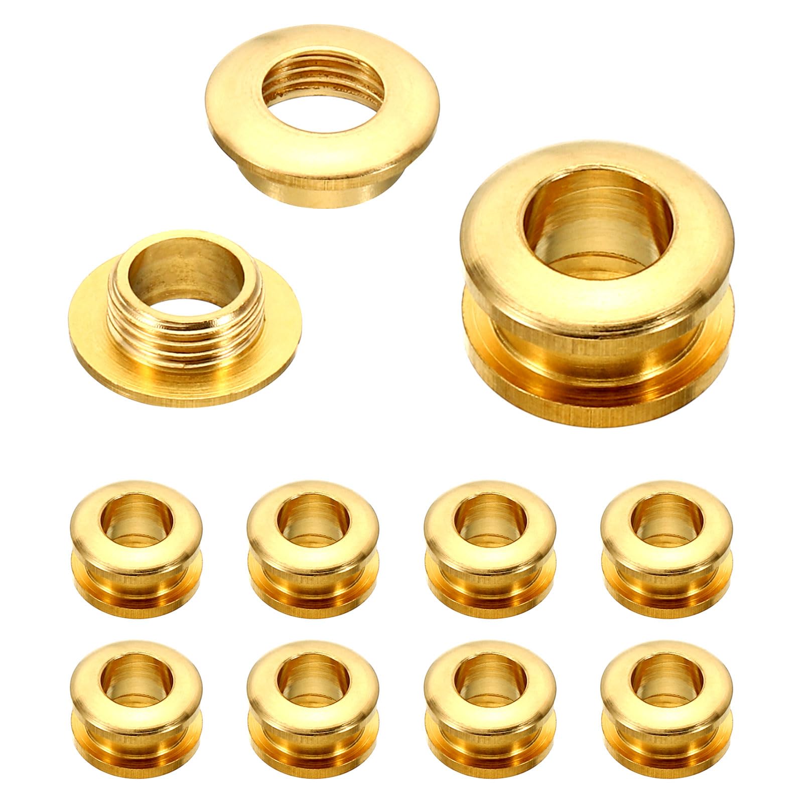 PATIKIL 7mm(2/7 Inch) Solid Brass Hole Eyelets, 10 Pcs Arc Surface Self Backing Grommets with Washer for Leather Craft Brass Tone